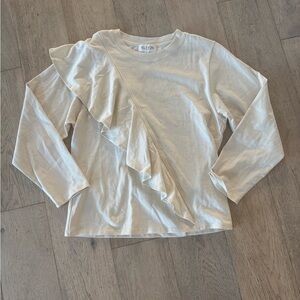 Nation LTD Cream Long Sleeve Top with Ruffle Detail